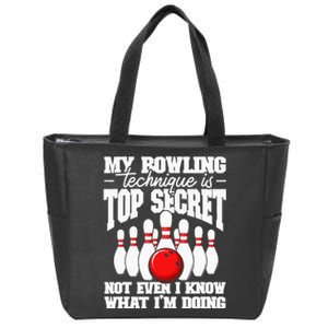 My Bowling Technique Is Top Secret Funny Bowling Bowler Zip Tote Bag