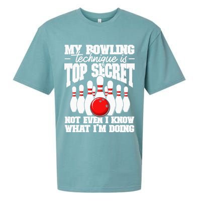 My Bowling Technique Is Top Secret Funny Bowling Bowler Sueded Cloud Jersey T-Shirt