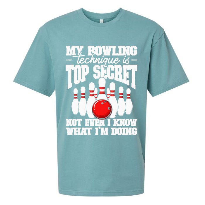 My Bowling Technique Is Top Secret Funny Bowling Bowler Sueded Cloud Jersey T-Shirt