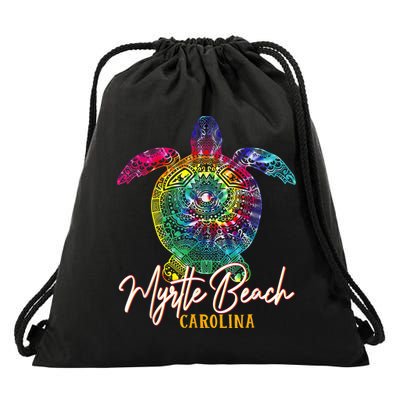 Myrtle Beach Tie Dye Sea Turtle Carolina Family Vacation Drawstring Bag