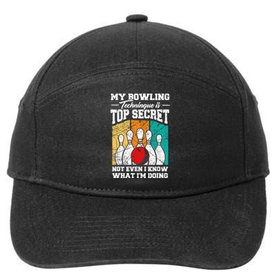 My Bowling Technique Is Top Secret Funny Bowling Bowler 7-Panel Snapback Hat