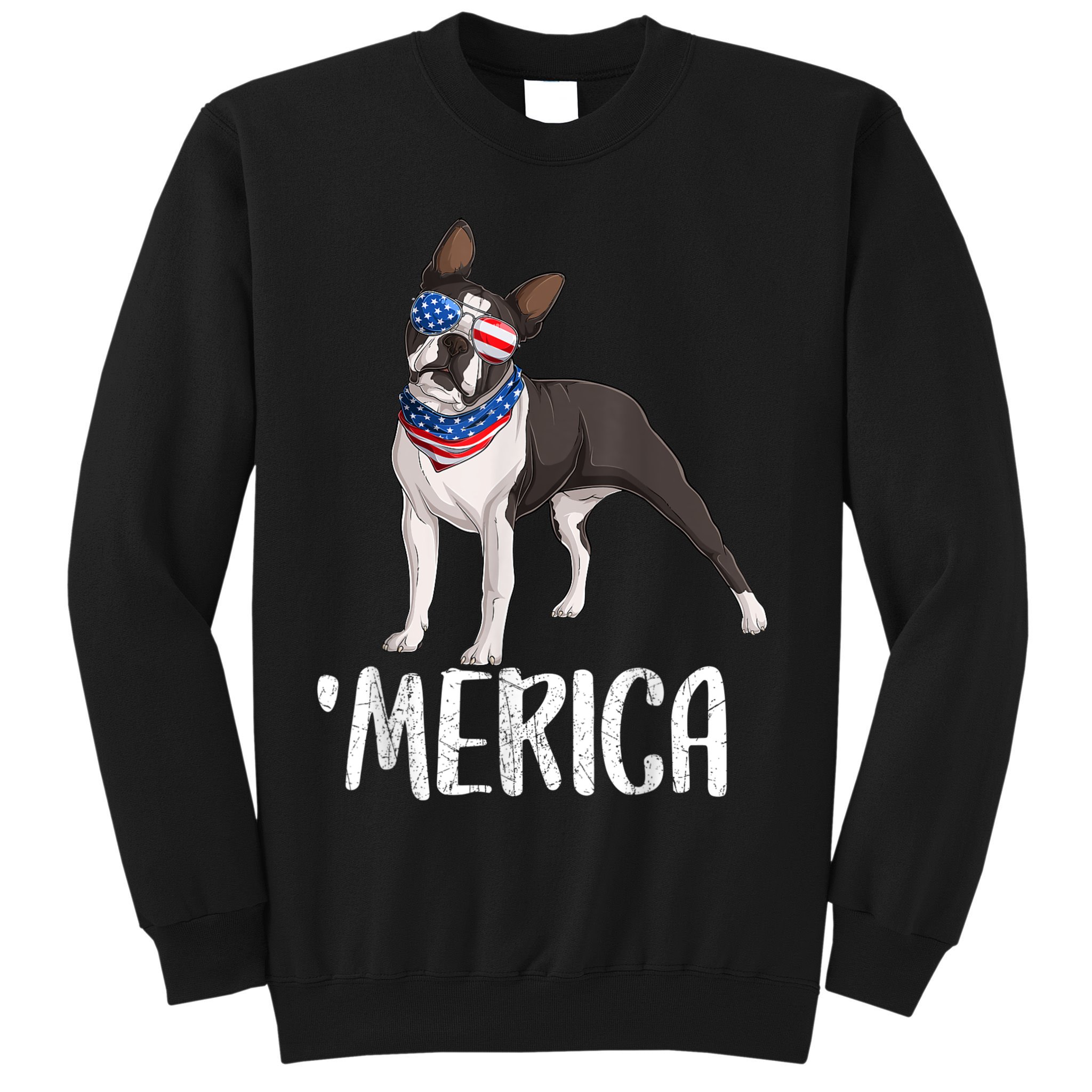 Merica Boston Terrier Dog 4th Of July American Flag Sweatshirt