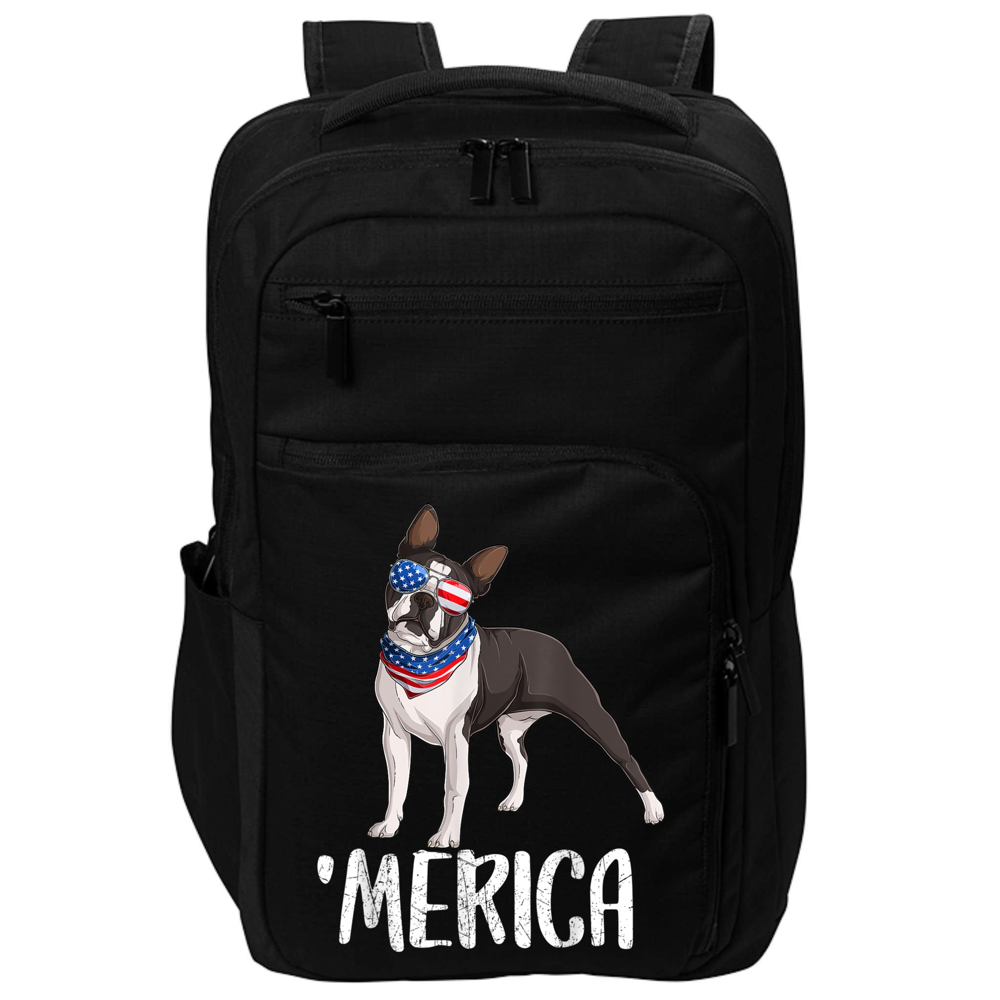 Merica Boston Terrier Dog 4th Of July American Flag Impact Tech Backpack