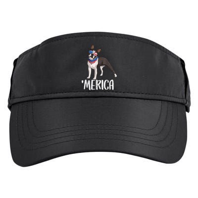 Merica Boston Terrier Dog 4th Of July American Flag Adult Drive Performance Visor
