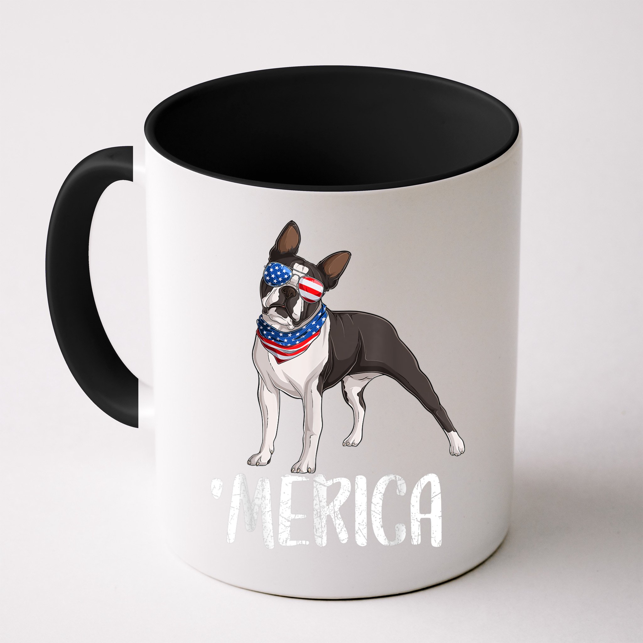 Merica Boston Terrier Dog 4th Of July American Flag Mug
