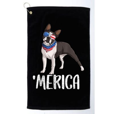 Merica Boston Terrier Dog 4th Of July American Flag Golf Towel