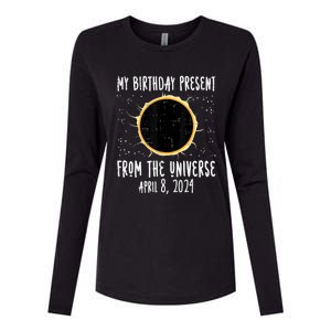 My Birthday Total Solar Eclipse 2024 April 8 Womens Cotton Relaxed Long Sleeve T-Shirt