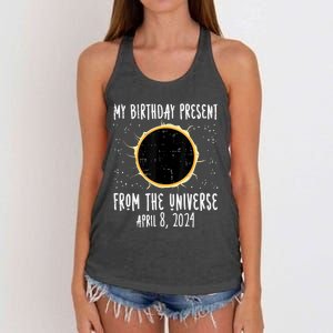 My Birthday Total Solar Eclipse 2024 April 8 Women's Knotted Racerback Tank