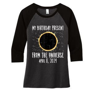 My Birthday Total Solar Eclipse 2024 April 8 Women's Tri-Blend 3/4-Sleeve Raglan Shirt