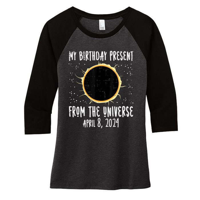 My Birthday Total Solar Eclipse 2024 April 8 Women's Tri-Blend 3/4-Sleeve Raglan Shirt