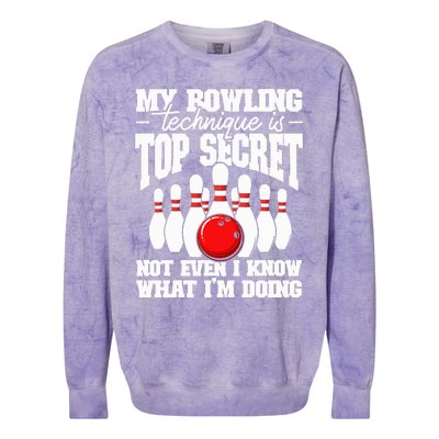 My Bowling Technique Is Top Secret Funny Bowling Bowler Colorblast Crewneck Sweatshirt