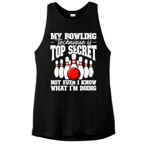 My Bowling Technique Is Top Secret Funny Bowling Bowler Ladies PosiCharge Tri-Blend Wicking Tank