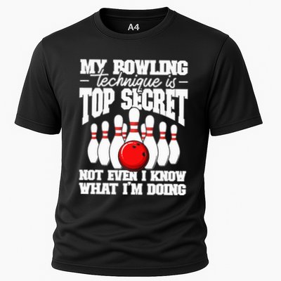 My Bowling Technique Is Top Secret Funny Bowling Bowler Performance Shirt