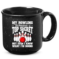 My Bowling Technique Is Top Secret Funny Bowling Bowler 15oz Campfire Ceramic Mug