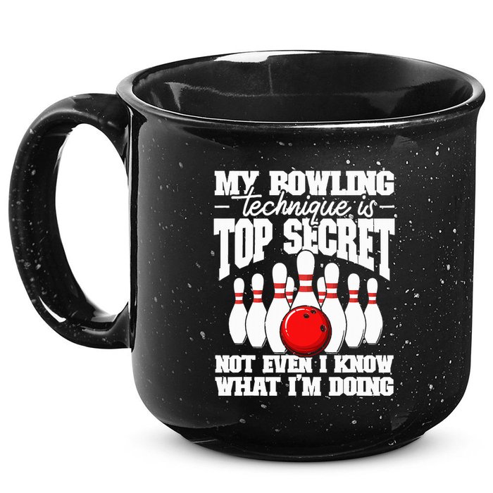 My Bowling Technique Is Top Secret Funny Bowling Bowler 15oz Campfire Ceramic Mug