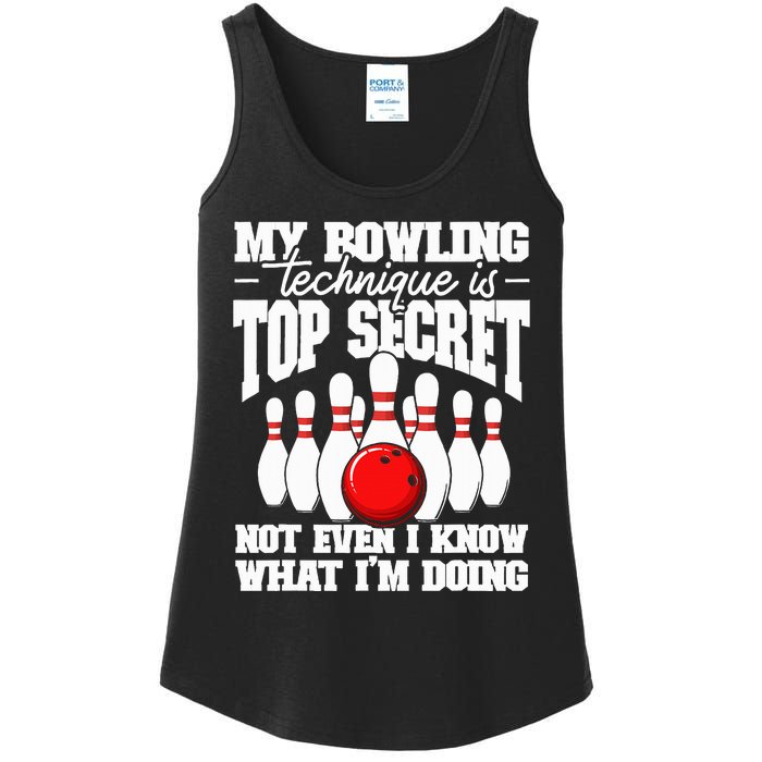 My Bowling Technique Is Top Secret Funny Bowling Bowler Ladies Essential Tank