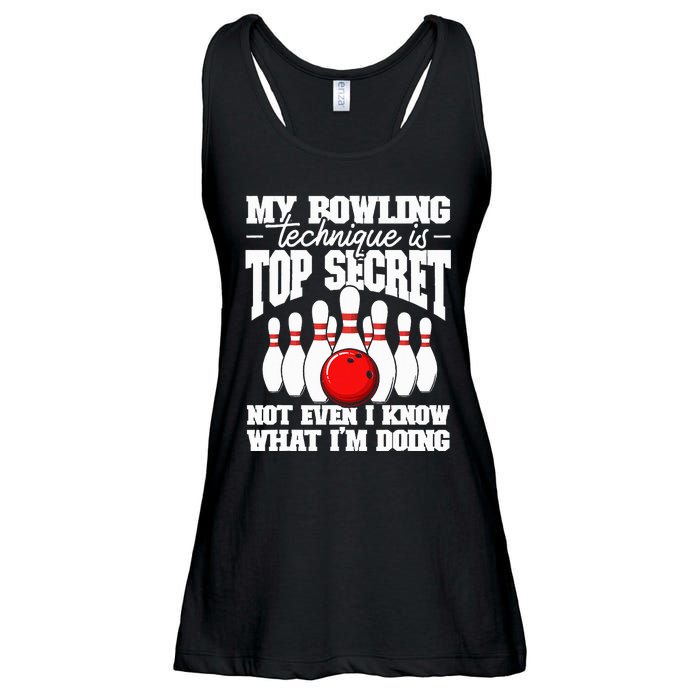 My Bowling Technique Is Top Secret Funny Bowling Bowler Ladies Essential Flowy Tank