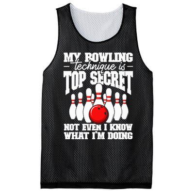 My Bowling Technique Is Top Secret Funny Bowling Bowler Mesh Reversible Basketball Jersey Tank