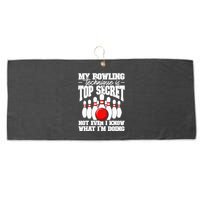 My Bowling Technique Is Top Secret Funny Bowling Bowler Large Microfiber Waffle Golf Towel