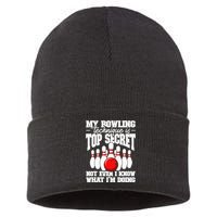 My Bowling Technique Is Top Secret Funny Bowling Bowler Sustainable Knit Beanie