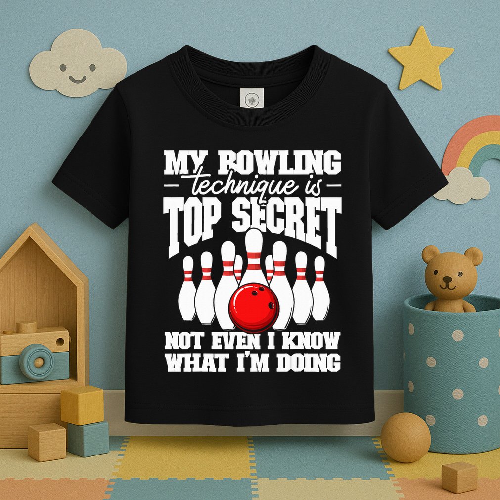 My Bowling Technique Is Top Secret Funny Bowling Bowler Toddler T-Shirt