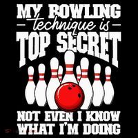 My Bowling Technique Is Top Secret Funny Bowling Bowler Kids T-Shirt