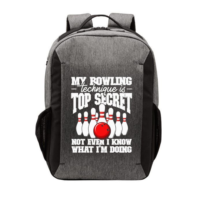 My Bowling Technique Is Top Secret Funny Bowling Bowler Vector Backpack