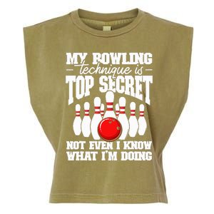 My Bowling Technique Is Top Secret Funny Bowling Bowler Garment-Dyed Women's Muscle Tee