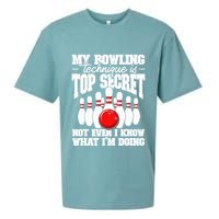 My Bowling Technique Is Top Secret Funny Bowling Bowler Sueded Cloud Jersey T-Shirt