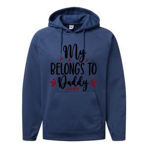 My Belongs To Daddy, Heart, Couple, Valentine White Performance Fleece Hoodie