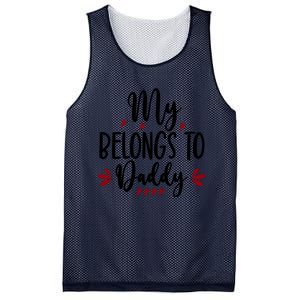 My Belongs To Daddy, Heart, Couple, Valentine White Mesh Reversible Basketball Jersey Tank