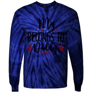 My Belongs To Daddy, Heart, Couple, Valentine White Tie-Dye Long Sleeve Shirt