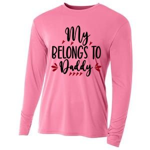 My Belongs To Daddy, Heart, Couple, Valentine White Cooling Performance Long Sleeve Crew