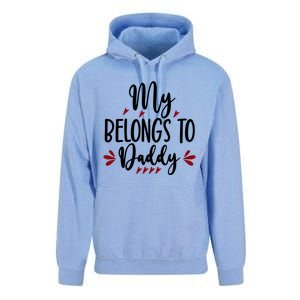 My Belongs To Daddy, Heart, Couple, Valentine White Unisex Surf Hoodie