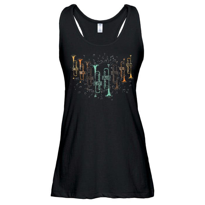 Marching Band Trumpet Player Retro Trumpet Ladies Essential Flowy Tank