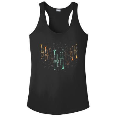 Marching Band Trumpet Player Retro Trumpet Ladies PosiCharge Competitor Racerback Tank