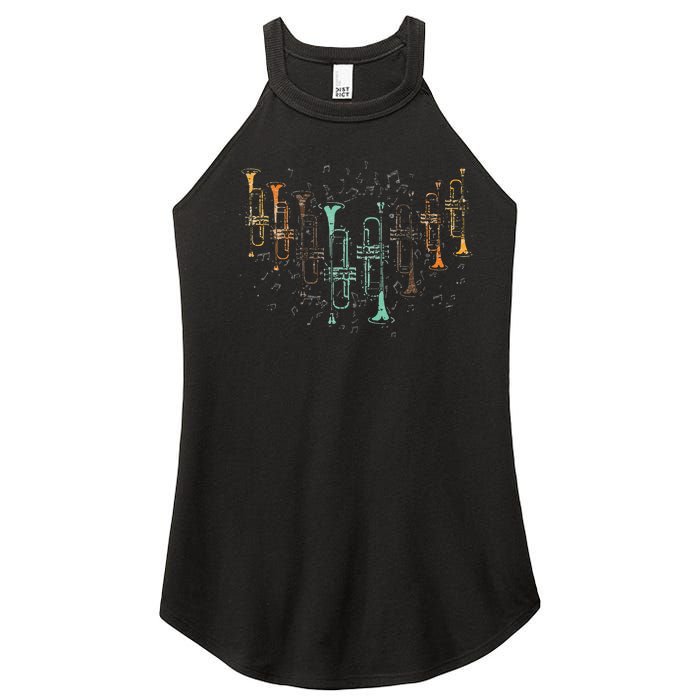 Marching Band Trumpet Player Retro Trumpet Women's Perfect Tri Rocker Tank