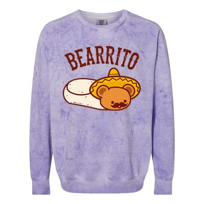 Mexican Bearrito Teddy Bear Burrito With Mustache Colorblast Crewneck Sweatshirt