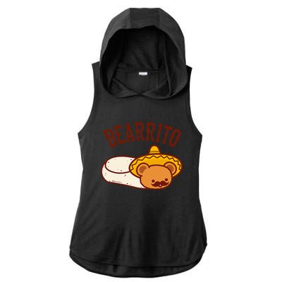 Mexican Bearrito Teddy Bear Burrito With Mustache Ladies PosiCharge Tri-Blend Wicking Draft Hoodie Tank