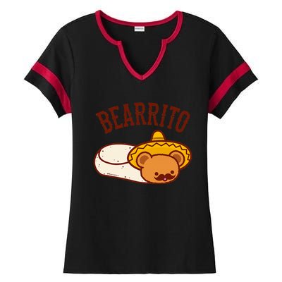 Mexican Bearrito Teddy Bear Burrito With Mustache Ladies Halftime Notch Neck Tee