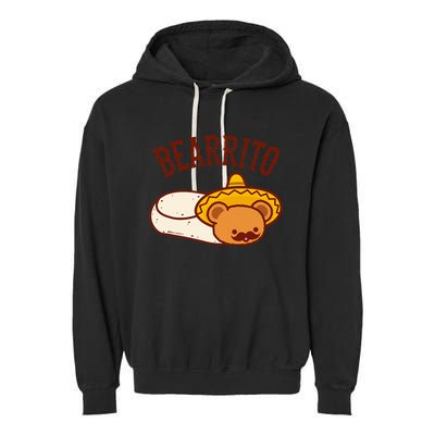 Mexican Bearrito Teddy Bear Burrito With Mustache Garment-Dyed Fleece Hoodie