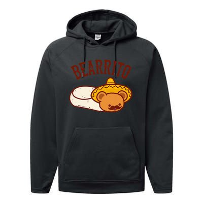 Mexican Bearrito Teddy Bear Burrito With Mustache Performance Fleece Hoodie