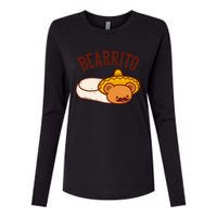 Mexican Bearrito Teddy Bear Burrito With Mustache Womens Cotton Relaxed Long Sleeve T-Shirt