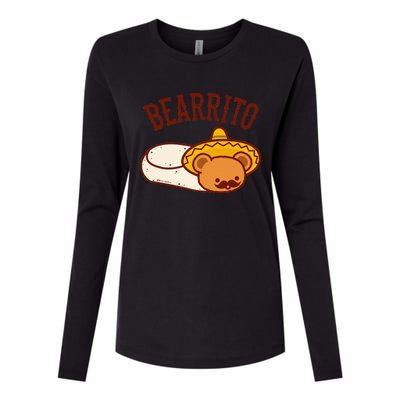 Mexican Bearrito Teddy Bear Burrito With Mustache Womens Cotton Relaxed Long Sleeve T-Shirt