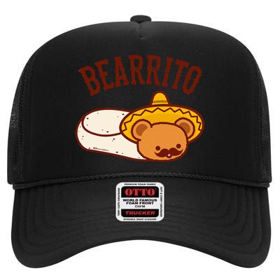 Mexican Bearrito Teddy Bear Burrito With Mustache High Crown Mesh Back Trucker Hat