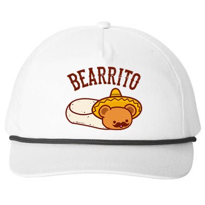 Mexican Bearrito Teddy Bear Burrito With Mustache Snapback Five-Panel Rope Hat