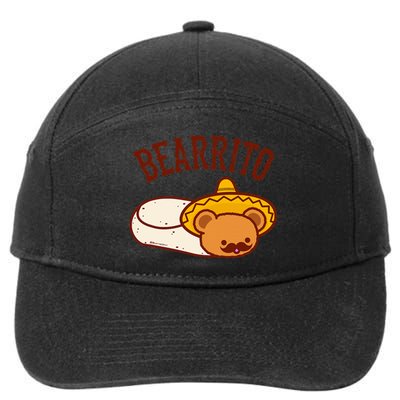 Mexican Bearrito Teddy Bear Burrito With Mustache 7-Panel Snapback Hat