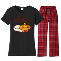 Mexican Bearrito Teddy Bear Burrito With Mustache Women's Flannel Pajama Set