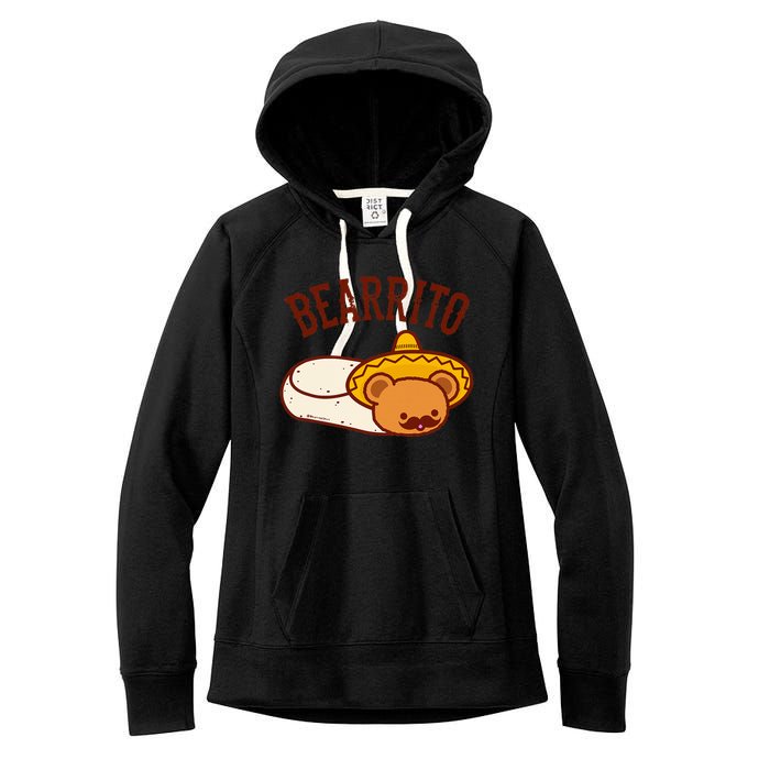 Mexican Bearrito Teddy Bear Burrito With Mustache Women's Fleece Hoodie