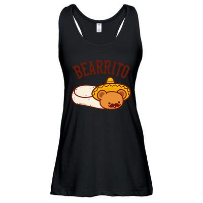 Mexican Bearrito Teddy Bear Burrito With Mustache Ladies Essential Flowy Tank